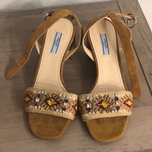 Prada Cognac Beaded and Embroidered Heels